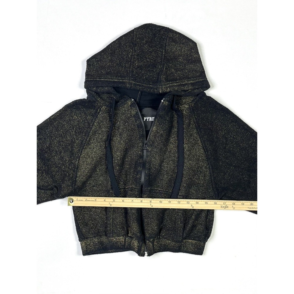 Pyrex Zip Hoodie Women's XS Black Glittery Heather Gold Rare Streetwear Italy - Picture 8 of 13